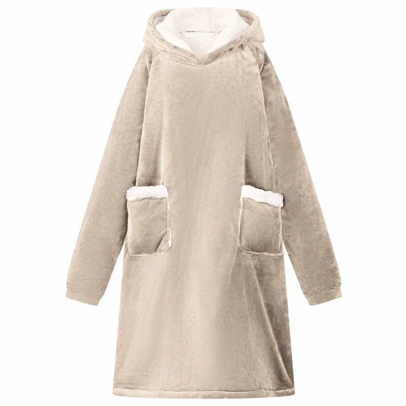 Afbeelding laden in galerijviewer, Vidaxl deken hoodie beige m fleece en flanel

