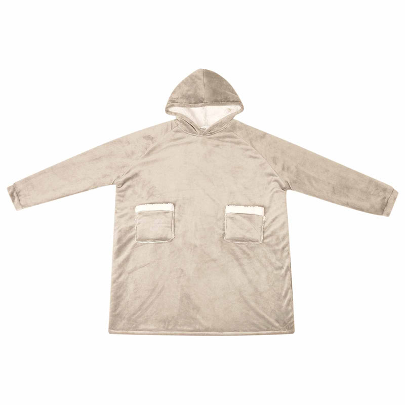 Afbeelding laden in galerijviewer, Vidaxl deken hoodie beige m fleece en flanel
