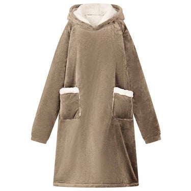 Vidaxl deken hoodie kameel m fleece en flanel