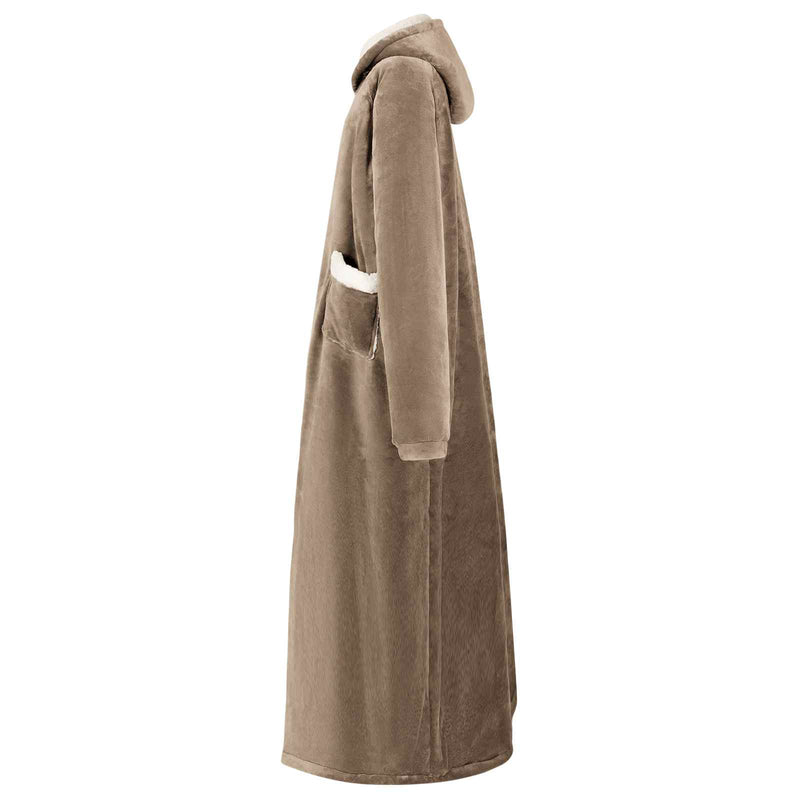 Afbeelding laden in galerijviewer, Vidaxl deken hoodie kameel m fleece en flanel
