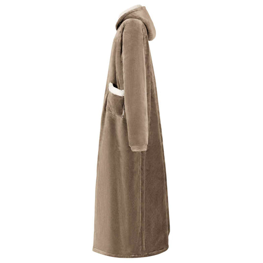 Vidaxl deken hoodie kameel l fleece en flanel