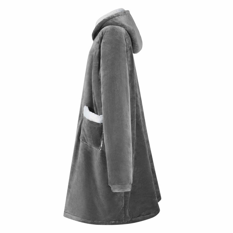 Afbeelding laden in galerijviewer, Vidaxl deken hoodie donkergrijs l fleece en flanel
