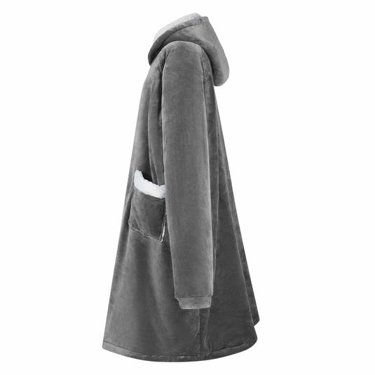 Vidaxl deken hoodie donkergrijs l fleece en flanel
