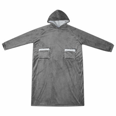 Vidaxl deken hoodie donkergrijs l fleece en flanel