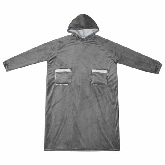 Vidaxl deken hoodie donkergrijs l fleece en flanel