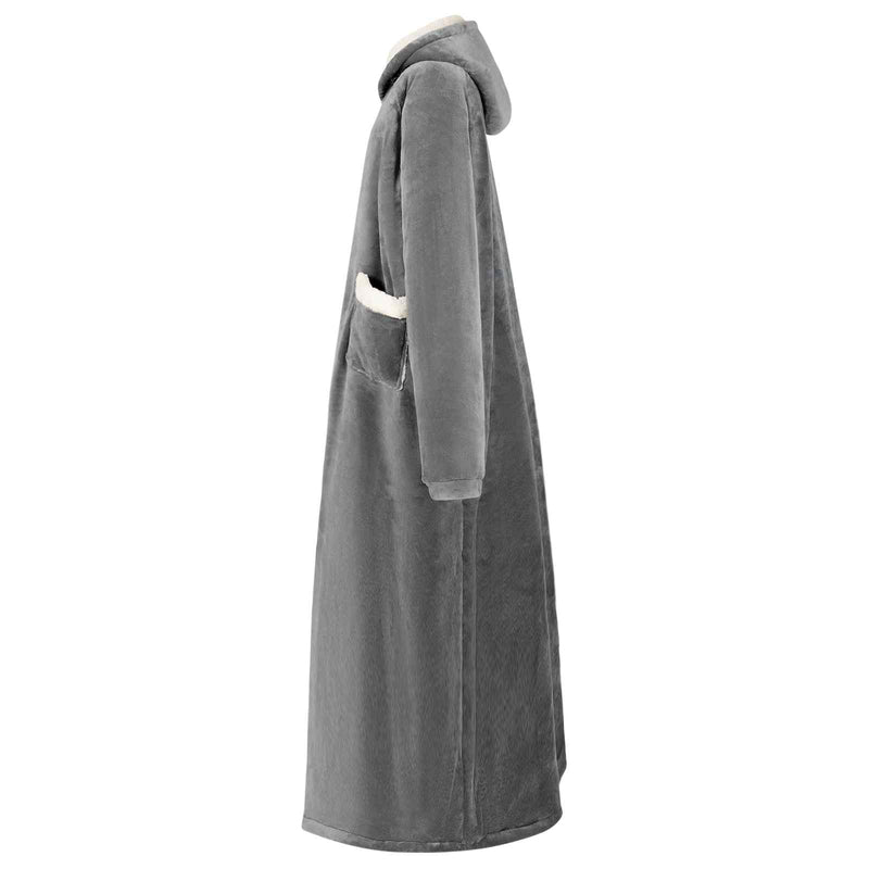 Afbeelding laden in galerijviewer, Vidaxl deken hoodie donkergrijs l fleece en flanel

