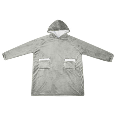 Vidaxl deken hoodie grijs m fleece en flanel
