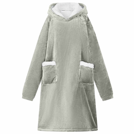 Vidaxl deken hoodie grijs l fleece en flanel