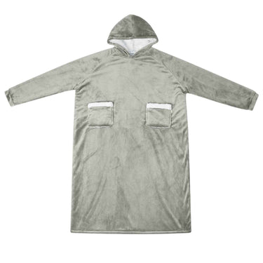 Vidaxl deken hoodie grijs l fleece en flanel