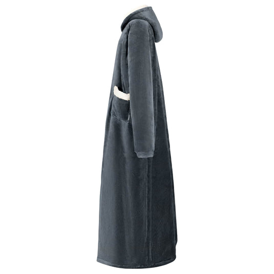 Vidaxl deken hoodie marineblauw m fleece en flanel