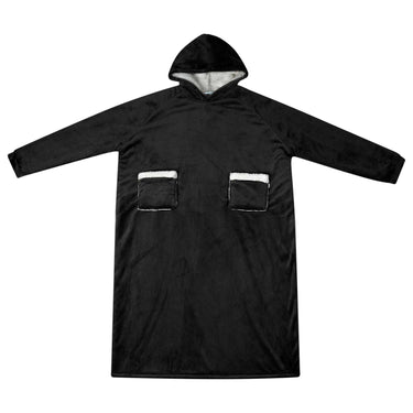Vidaxl deken hoodie zwart m fleece en flanel