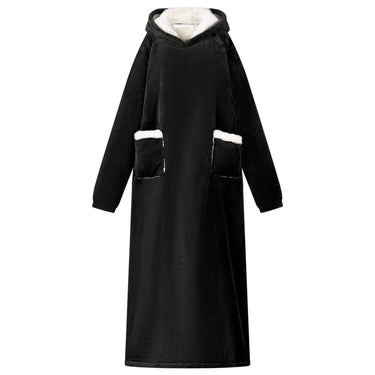 Vidaxl deken hoodie zwart l fleece en flanel