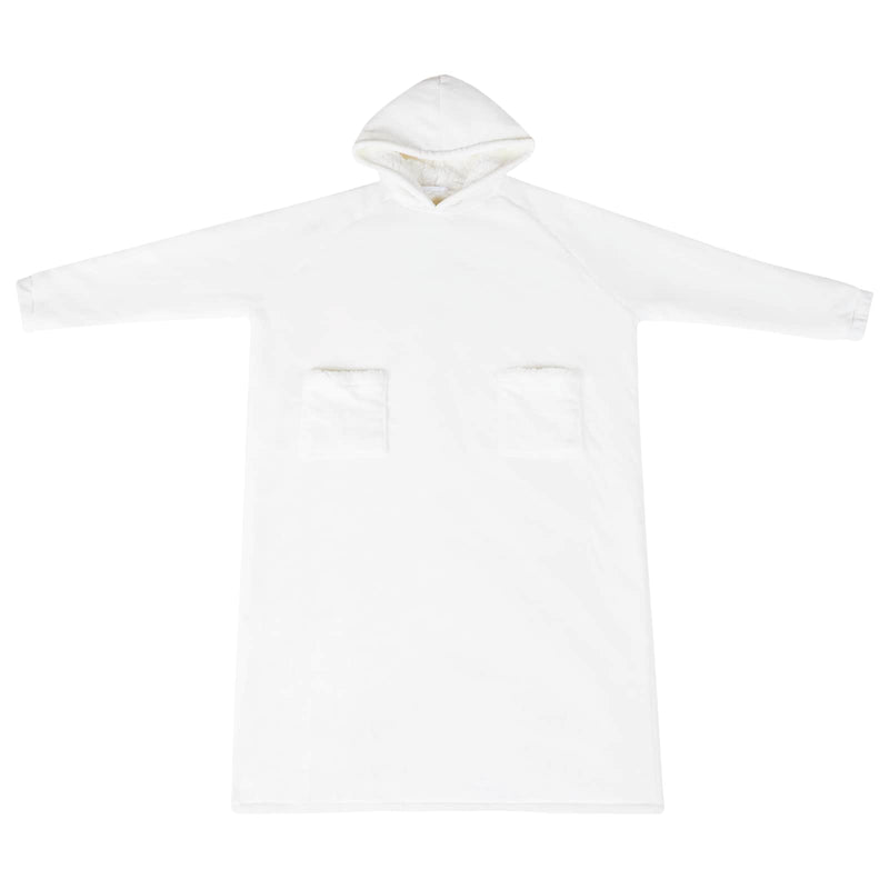 Afbeelding laden in galerijviewer, Vidaxl deken hoodie wit l fleece en flanel

