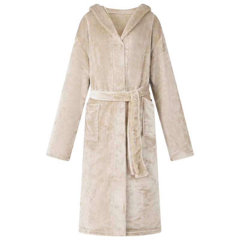 Afbeelding laden in galerijviewer, Vidaxl badjas hoodie beige s flanel
