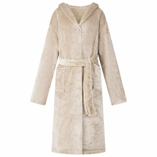 Vidaxl badjas hoodie beige s flanel