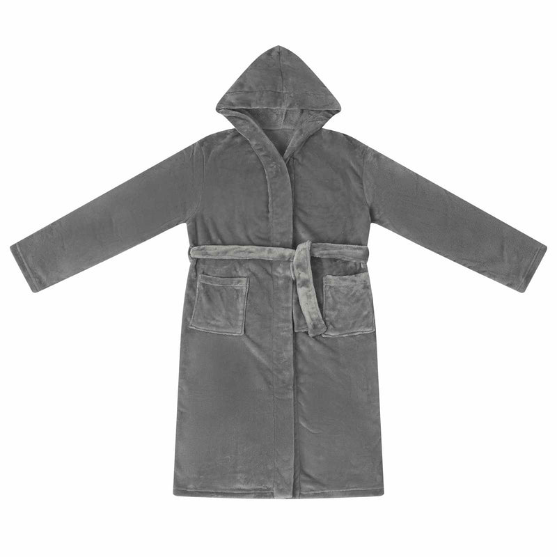 Afbeelding laden in galerijviewer, Vidaxl badjas hoodie donkergrijs l flanel
