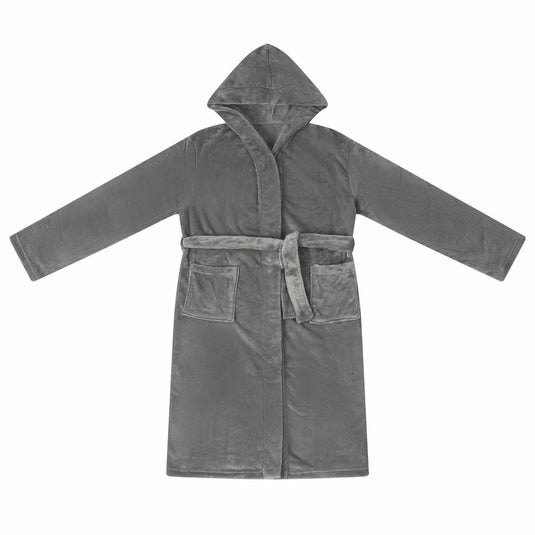 Vidaxl badjas hoodie donkergrijs l flanel