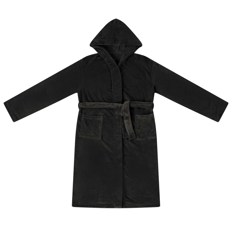 Afbeelding laden in galerijviewer, Vidaxl badjas hoodie zwart s flanel
