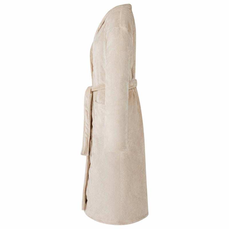 Afbeelding laden in galerijviewer, Vidaxl badjas zonder kap beige l flanel
