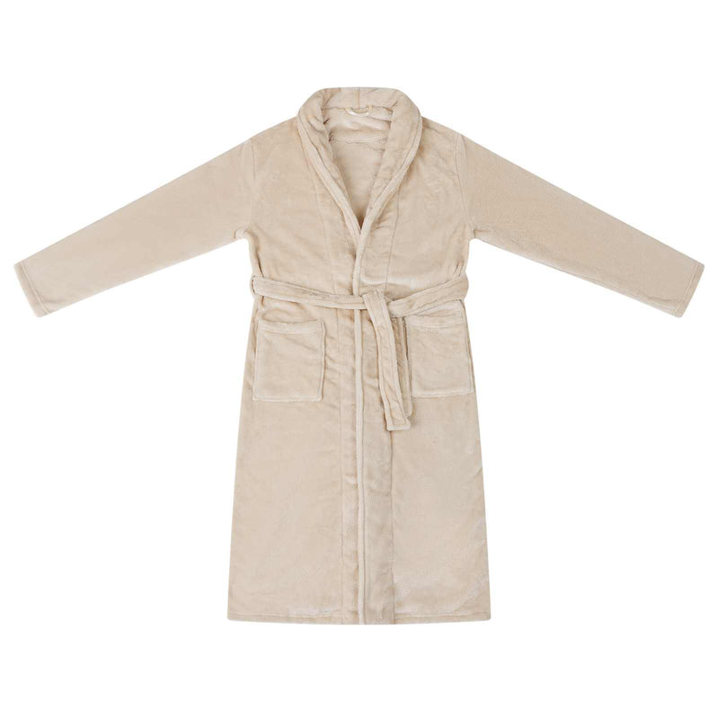 Afbeelding laden in galerijviewer, Vidaxl badjas zonder kap beige xl flanel
