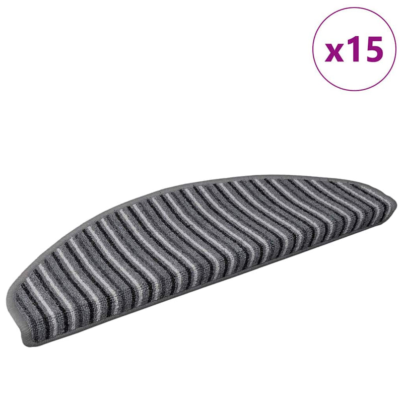 Afbeelding laden in galerijviewer, Vidaxl zelfklevende trapmatten 15 st 65 x 21 x 4 cm non-slip grijs

