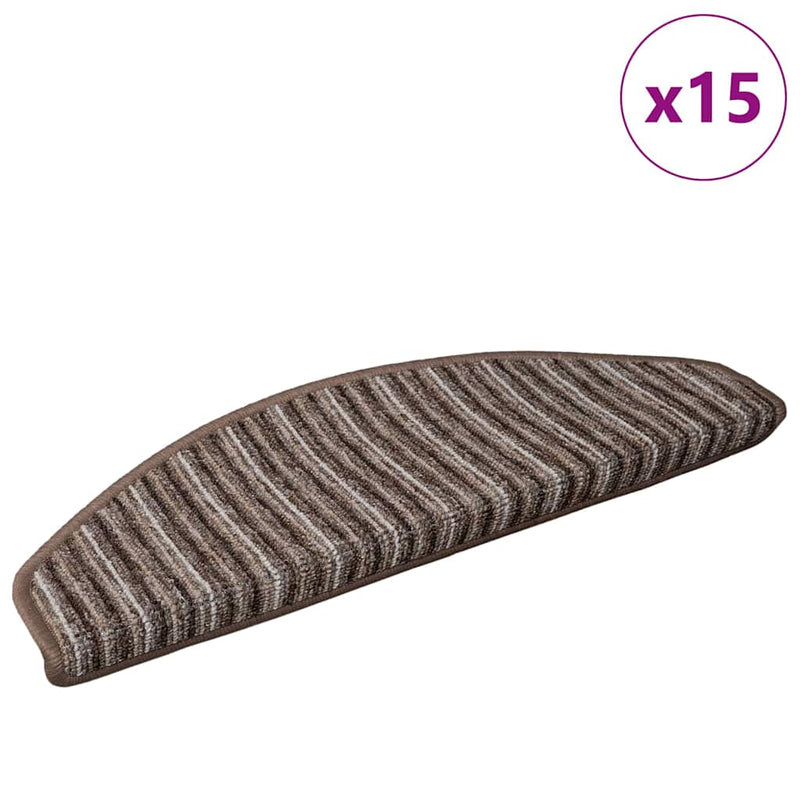 Afbeelding laden in galerijviewer, Vidaxl zelfklevende trapmatten 15 st 65 x 21 x 4 cm non-slip bruin
