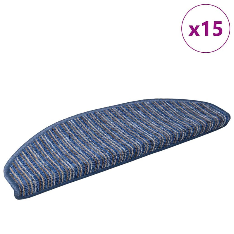 Afbeelding laden in galerijviewer, Vidaxl zelfklevende trapmatten 15 st 65 x 21 x 4 cm non-slip blauw
