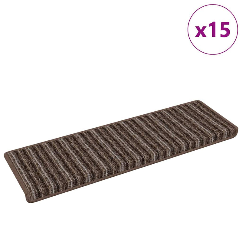 Afbeelding laden in galerijviewer, Vidaxl zelfklevende trapmatten 15 st 65 x 21 x 4 cm non-slip bruin
