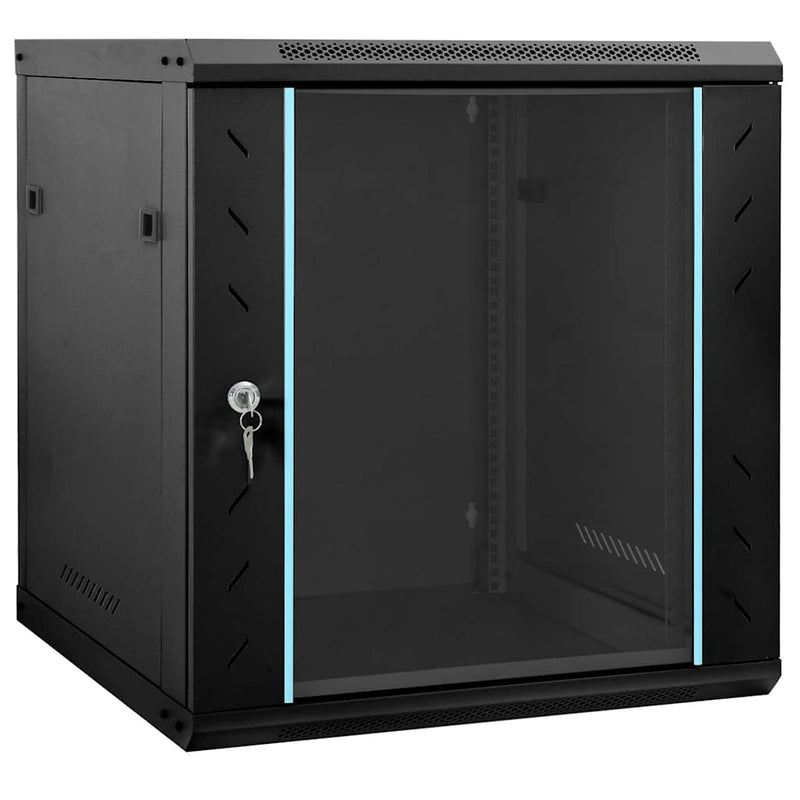 Afbeelding laden in galerijviewer, Vidaxl netwerk kabinet met opslag zwart 60 x 45 x 65 cm staal
