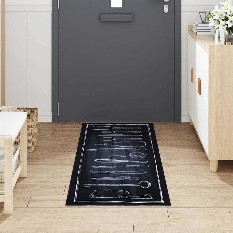 Afbeelding laden in galerijviewer, Vidaxl keuken vloerkleed zwart 180 x 60 cm fluweel
