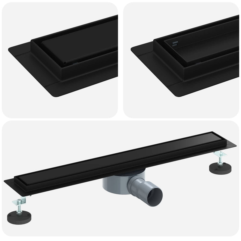 Afbeelding laden in galerijviewer, Vidaxl doucheafvoer 2-in-1 met 360° sifon zwart 60 cm
