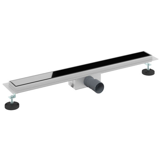 Vidaxl doucheafvoer met glazen deksel zwart 80 cm roestvrij staal 304