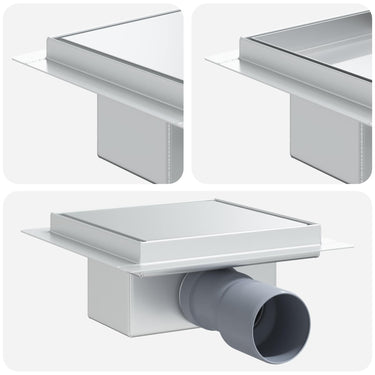 Vidaxl 2 in 1 doucheafvoer zilver 15 x 15 cm roestvrij staal 304