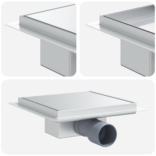 Vidaxl 2 in 1 doucheafvoer zilver 20 x 20 cm roestvrij staal 304