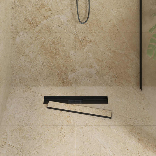 Vidaxl 2 in 1 doucheafvoer zwart 50 cm roestvrij staal 304