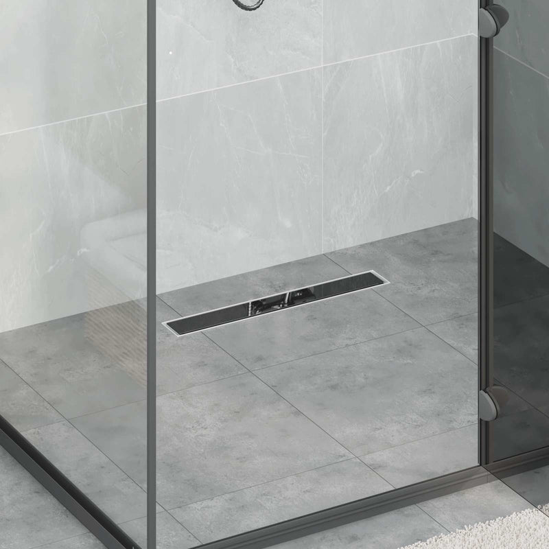 Afbeelding laden in galerijviewer, Vidaxl doucheafvoer glasdeksel met 360° sifon zwart 50 cm
