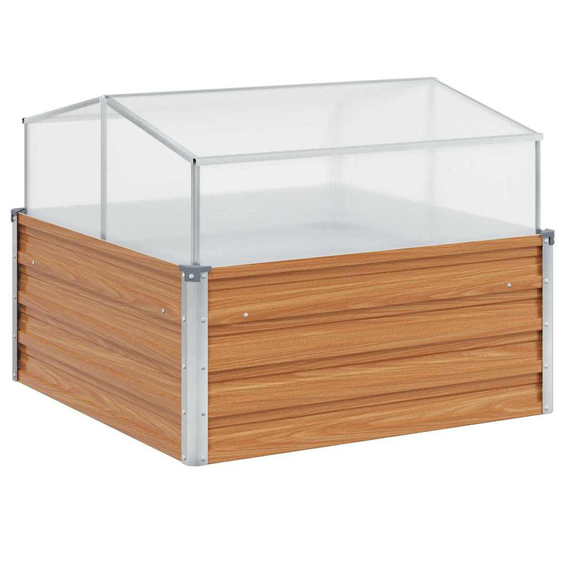 Afbeelding laden in galerijviewer, Vidaxl tuinplanter met kas licht bruin 100 x 100 x 77 cm
