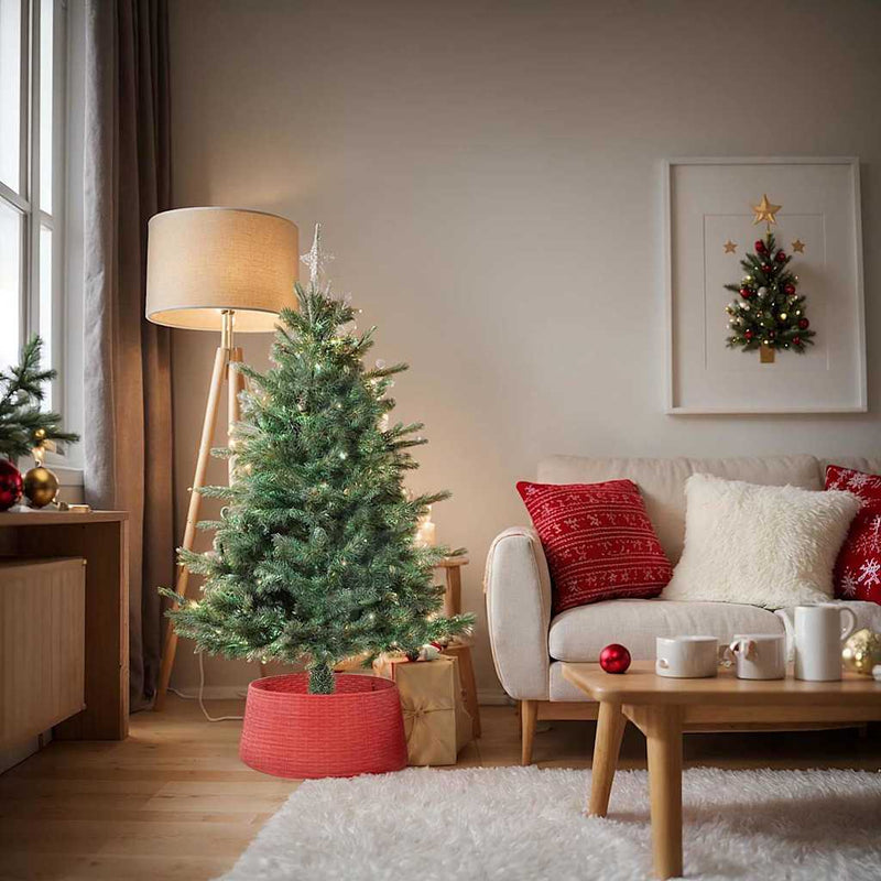 Afbeelding laden in galerijviewer, Vidaxl kerstboomrok rood ø 65 x 24 cm kunststof
