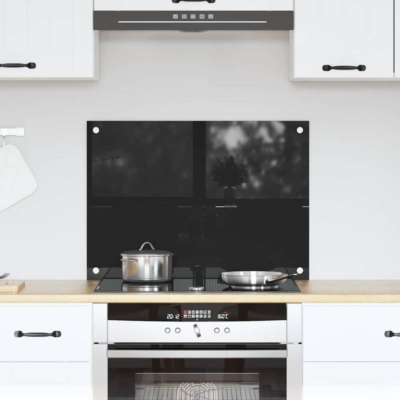 Afbeelding laden in galerijviewer, Vidaxl keuken achterwand zwart 70 x 50 cm gehard glas
