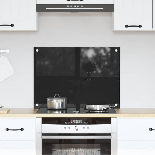 Vidaxl keuken achterwand zwart 70 x 50 cm gehard glas