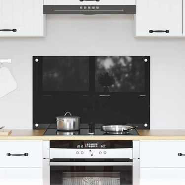 Vidaxl keuken achterwand zwart 80 x 50 cm gehard glas