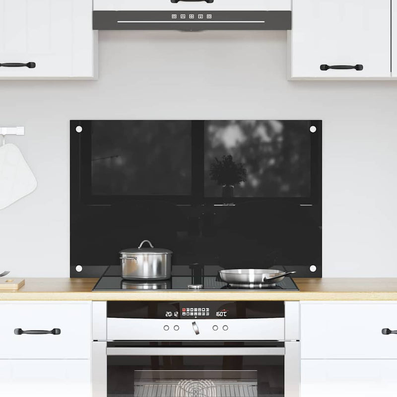 Afbeelding laden in galerijviewer, Vidaxl keuken achterwand zwart 80 x 50 cm gehard glas
