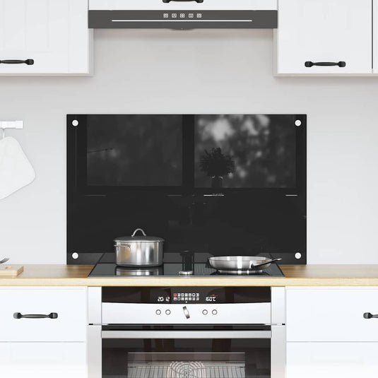 Vidaxl keuken achterwand zwart 80 x 50 cm gehard glas
