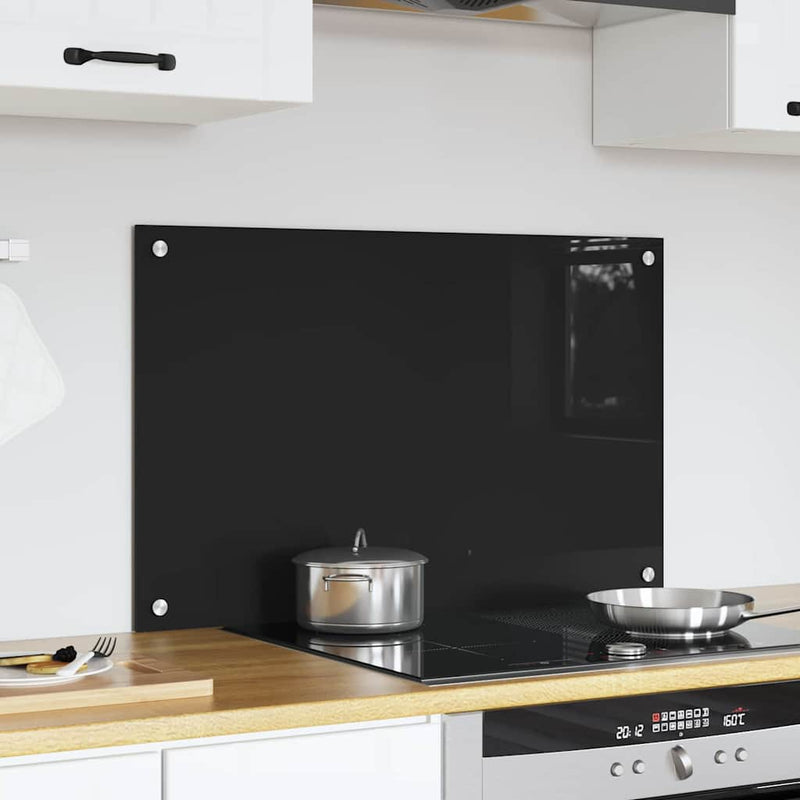 Afbeelding laden in galerijviewer, Vidaxl keuken achterwand zwart 80 x 50 cm gehard glas
