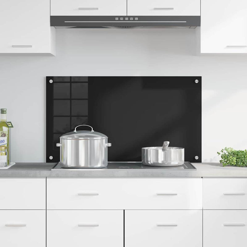 Afbeelding laden in galerijviewer, Vidaxl keuken achterwand zwart 90 x 50 cm gehard glas

