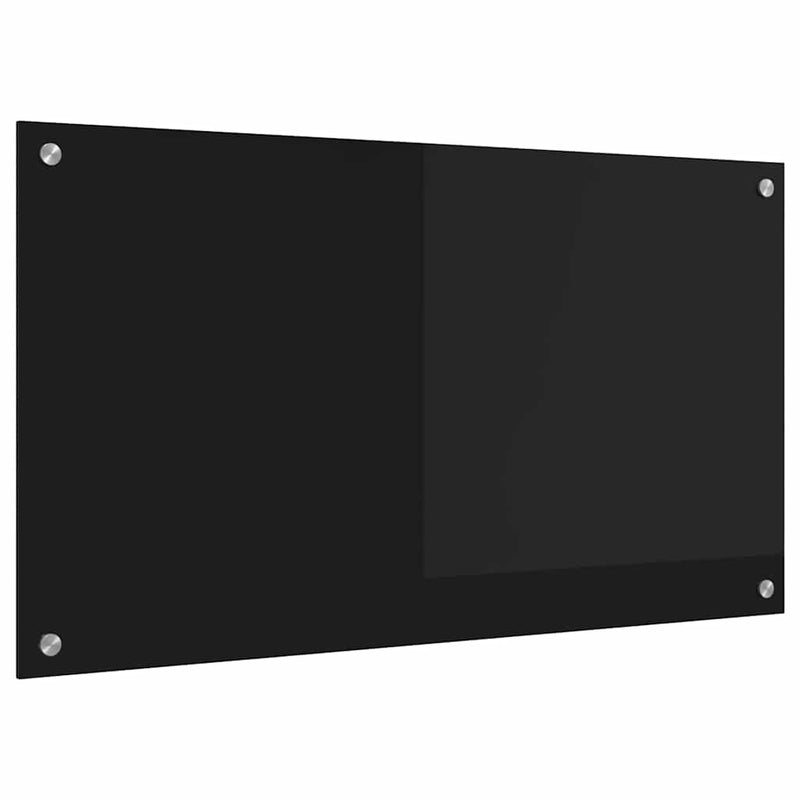 Afbeelding laden in galerijviewer, Vidaxl keuken achterwand zwart 90 x 50 cm gehard glas
