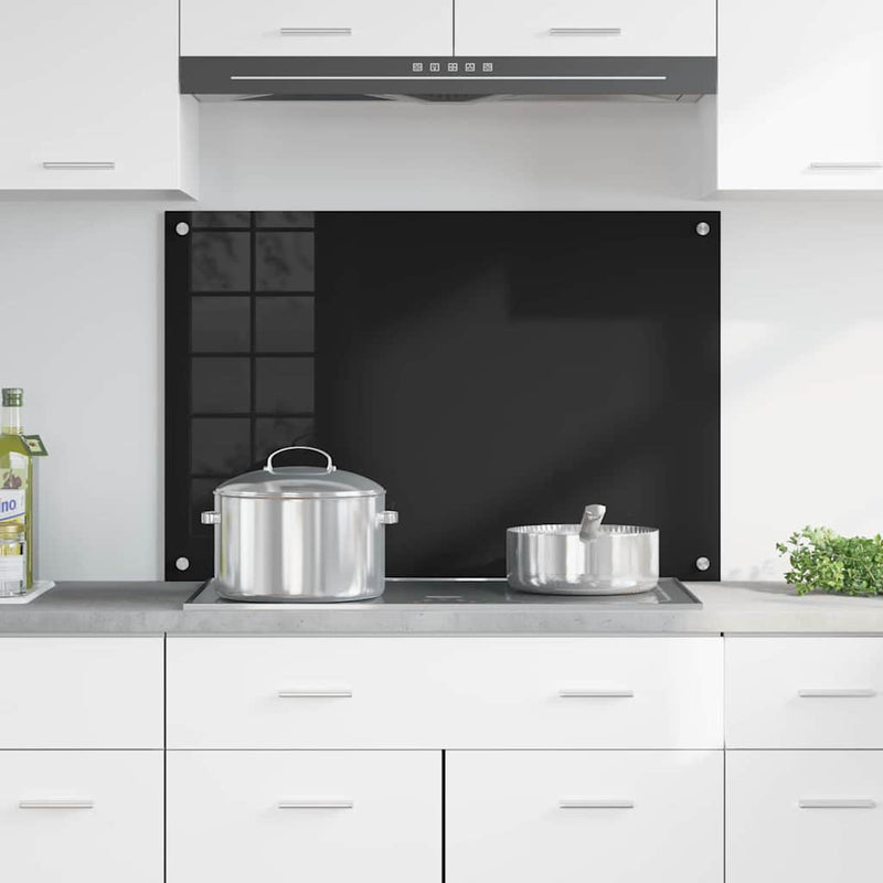Afbeelding laden in galerijviewer, Vidaxl keuken achterwand zwart 90 x 60 cm gehard glas
