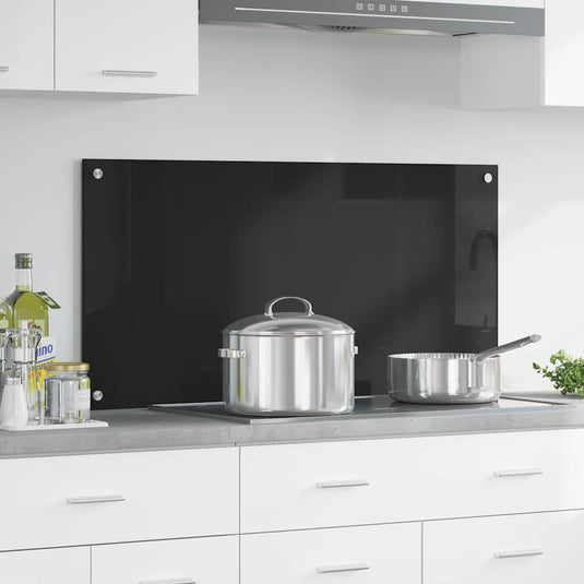 Vidaxl keuken achterwand zwart 100 x 50 cm gehard glas