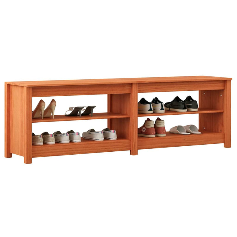 Afbeelding laden in galerijviewer, Vidaxl schoenenbank met plank met opslag wasbruin 160 x 36,5 x 50 cm
