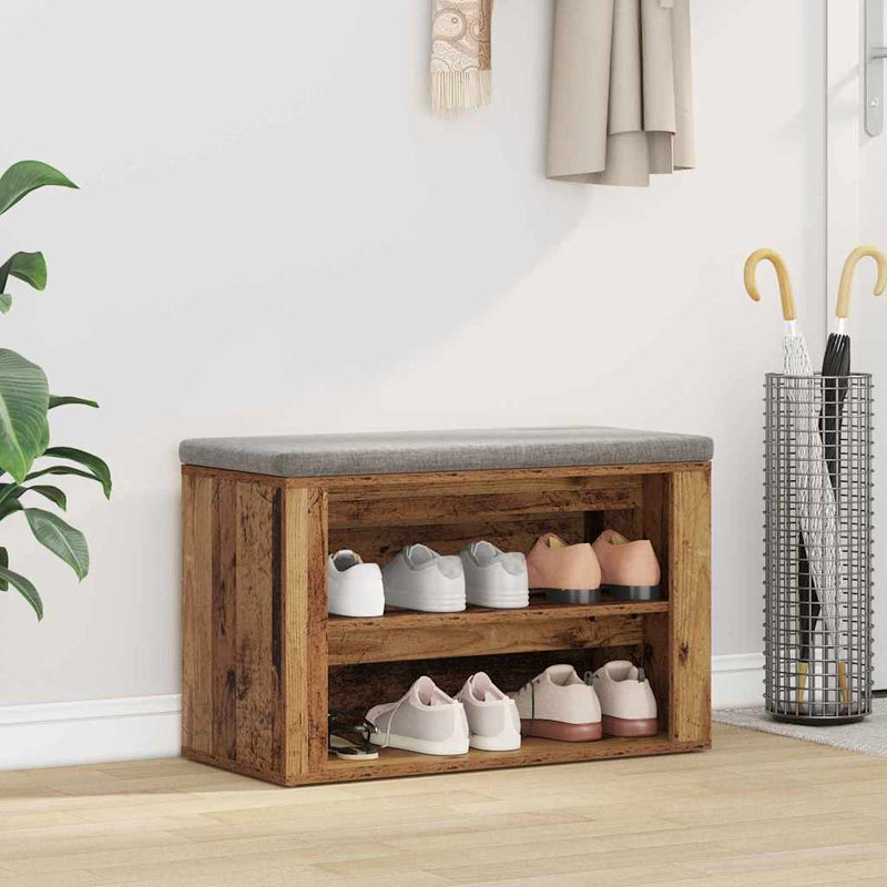 Afbeelding laden in galerijviewer, Vidaxl schoenenrek met plank oud hout 75 x 35 x 45 cm bewerkt hout
